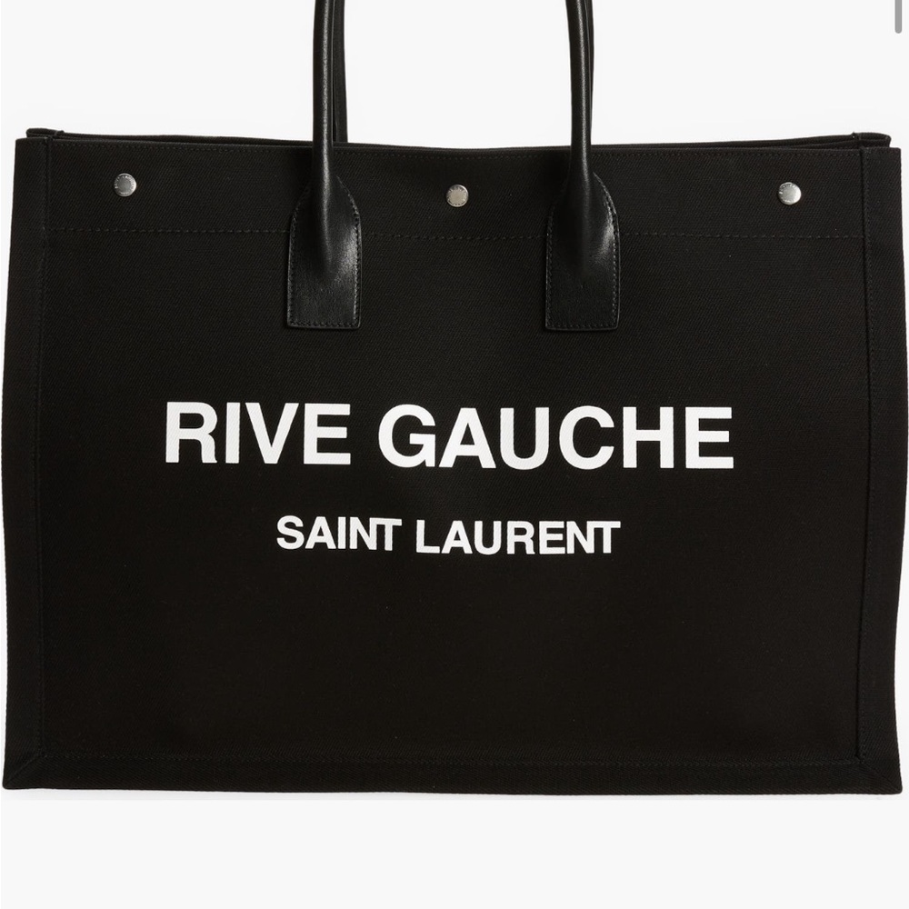 Saint Laurent Rive Gauche logo canvas tote